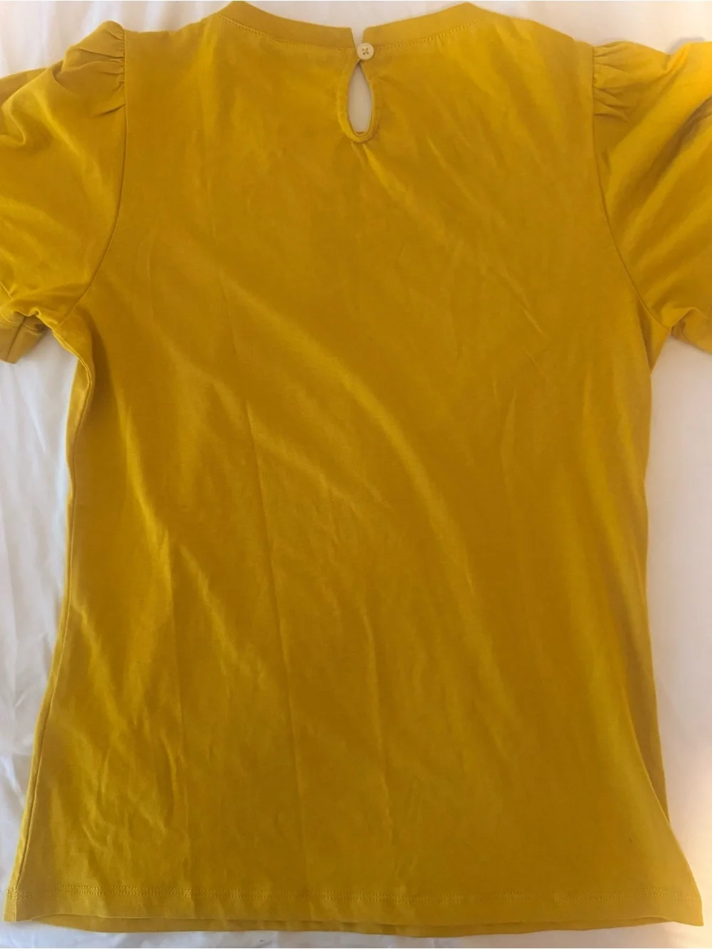 J. Crew size small Mustard Yellow Puff Sleeve Short Sleeve Tee